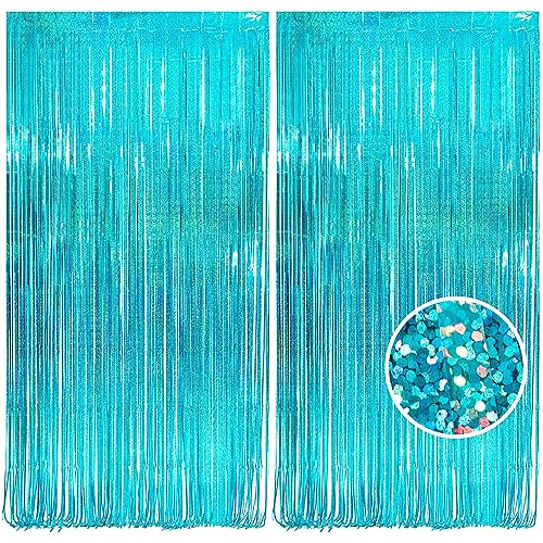 2pcs Cortinas De Flecos Azules Decoraciones De Fiesta, ...