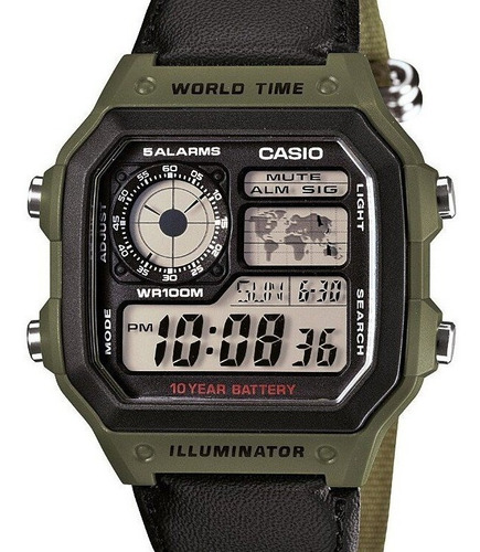 Relógio Casio Masculino Quadrado Ae-1200whb-3bvdf