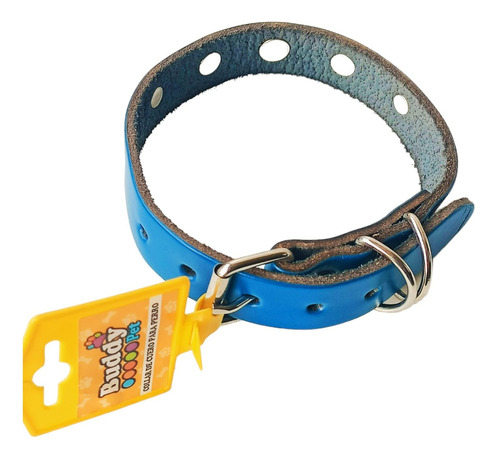 Remate Collar De Cuero Azul Perros Medianos Grandes Buddy