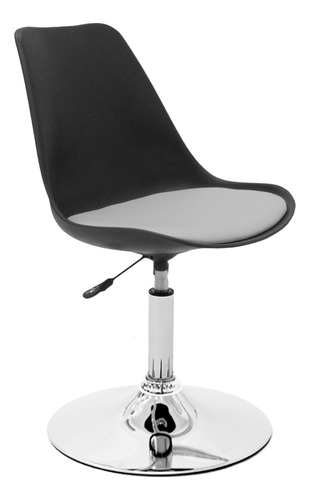 Silla Tulip Eames Para Escritorio Con Base Fija Newmo Negra De Asiento Gris Claro