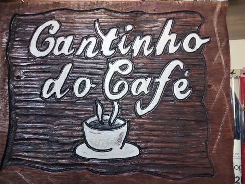 Placa Decorativa Em Madeira  Cantinho Do Café  Rústica 