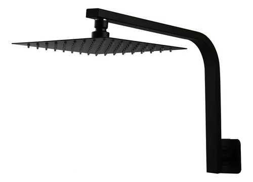 Regadera Led Cuadrada Negra De Brazo Curvo 8 Pulgadas