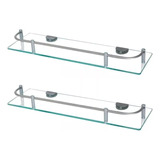 X2 Estantes Repisa Vidrio Baranda Levys Bazar 40cm Rectangular Baño Acero Inoxidable