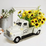 Ourwarm Decoracion Vintage De Camion Blanco Con Girasoles Fl