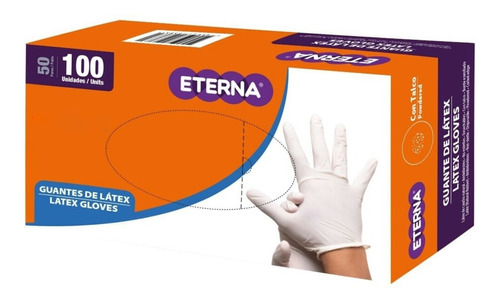 Guantes Descartables Antideslizantes Eterna Color Natural Talle M De Látex Con Polvo X 100 Unidades