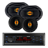 Kit Fácil 4 Falantes 6 Pol+ 6x9 Jb Flex+ Rádio Mp3 Bluetooth