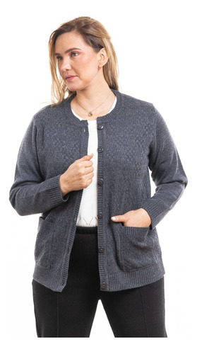 Sueter Saco Para Mujer Tejido. Pilar Gris Oscuro