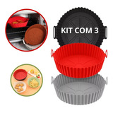 Kit 3 Forro Air Fryer De Silicone Reutilizável Antiaderente