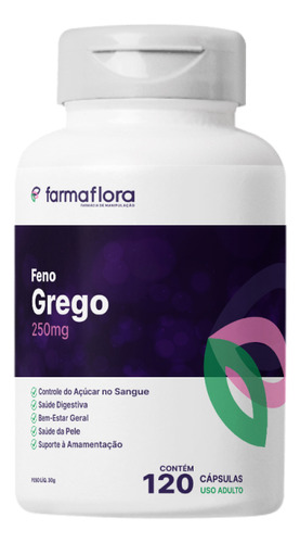 Feno Grego 250mg - Farmaflora - 120 Cápsulas