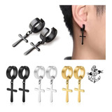 Aros Piercing Falsos A Presion Cruz Colgante 3par