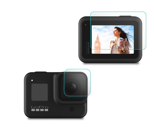 Conjunto Película Vidro Lente Tela Lcd Gopro Hero 8 Black