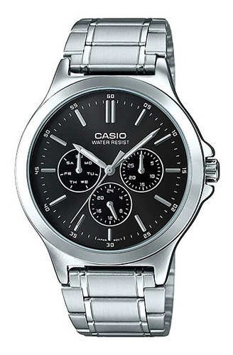 Reloj Casio Mtp-v300d-1audf Cuarzo Hombre Color De La Correa Plateado Color Del Bisel Plateado Color Del Fondo Negro