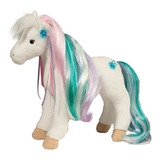 Caballo De Peluche Color Blanco Y Trenza Arcoiris.marca Pyle