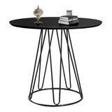 Mesa De Jantar Rubi Preto 1,20 M Com Base De Metal Preta