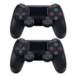 Kit 2 Controle Compatível Ps4 Preto Sem Fio Via Bluetooth