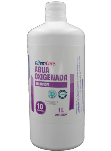 Agua Oxigenada 10vol. 1 Litro Linea Cosmética Difem