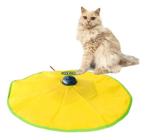 Juguete Interactivo Para Gato Giratorio Mascotas Juego Gatos Color Amarillo