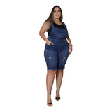  Jadineira Short Plus Size Jeans Com Lycra Tamanhos Grandes