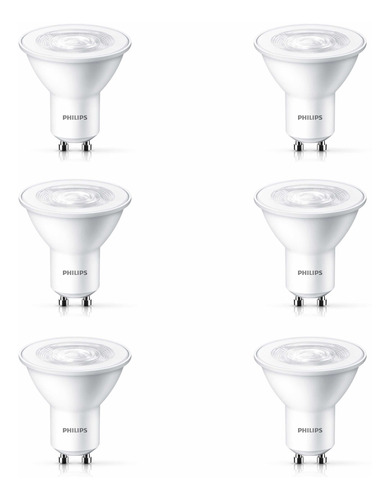 Pack 6 Ampolletas Philips Dicroicas Led Gu10  Cálida O Fria