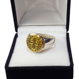 Sello Redondo Plata Y Oro 18k San Benito Con Mesada Unisex