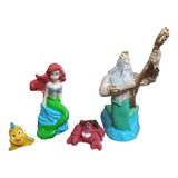 4figuras Resina Acuario La Sirenita Y Rey Tritón  Chico 10cm