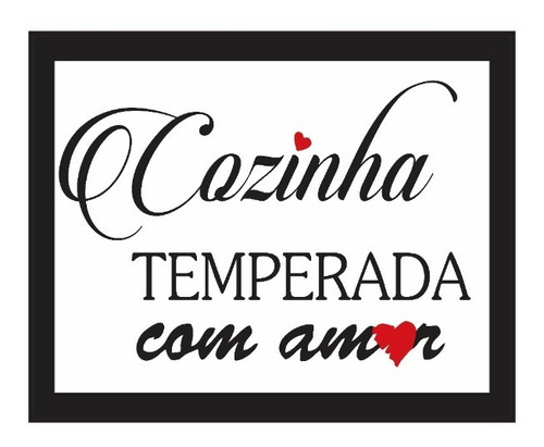 Placa Quadro Decorativo 60x80cm Frase Cozinha Temperada Amor