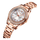 Reloj Elegante De Cuarzo Con Diamantes De Acero Inoxidable D