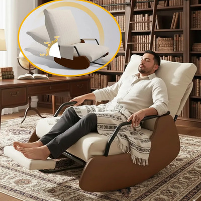 Sillones Modernos Ergonómicas, Mecedoras Silla Modernas Con Reposapiés, Reposapiés Retráctil Ajustable Y Respaldo, Silla Mecedora Tapizada De Peluche, Sillones Mecedores, Sala De Estar Recámara,Beige | Envío gratis
