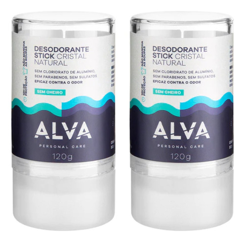 Desodorante Stick Kristall Sensitive Alva 120g - 2 Unidades 