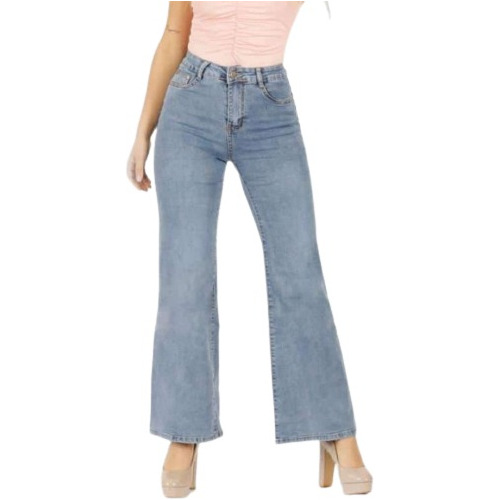 Jeans Femenino Pantalón Con Bolsillos Grandes Bota Ancha