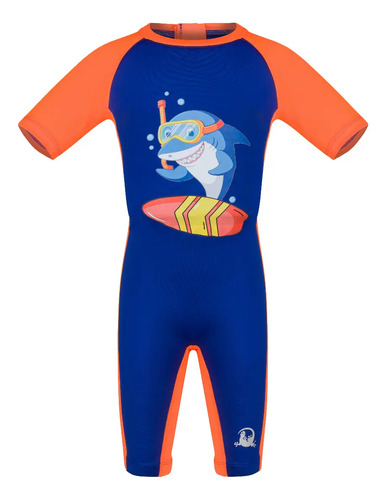 Traje De Baño Con Manga Niños Playa Natacion Orange Shark | Envío gratis