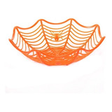 Cesta Decorativa Teia De Aranha Laranja Halloween 27cm X 8cm