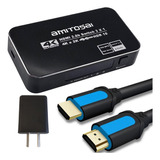 Switch Hdmi 3 X 1 Amitosai + Fuente 5v+ Cable Hdmi 4kv2 3m