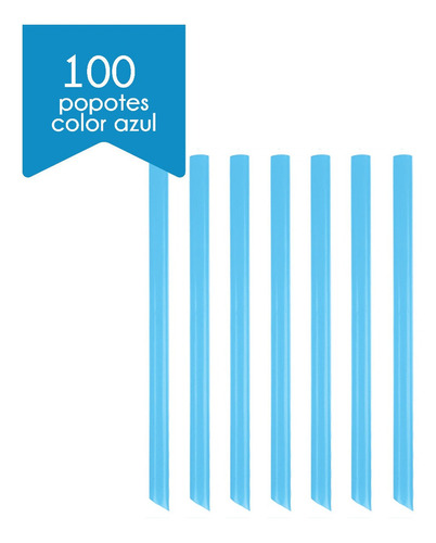 100 Popotes Para Tapioca Biodegradable A Base De Planta Color Azul