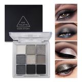 Paleta De Sombras De Ojos Ahumadas Blancas Y Grises De Alta