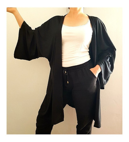 Kimono Talle Grande Especial Oversize Negro Kenia