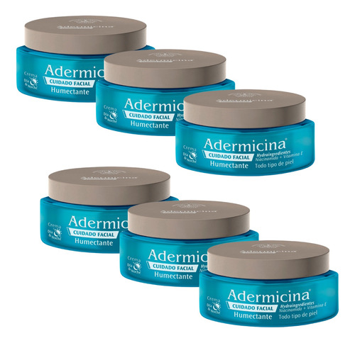 Combo X6 Adermicina Crema Facial Humectante Vitamina E 90gr