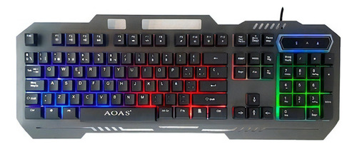 Teclado Gamer Metálico Rgb Aoas M888 Resiste Salpicaduras Color Del Teclado Metal Idioma Español Latinoamérica