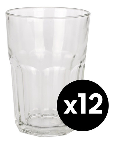 Vaso Facetado X 12 400ml Vidrio Transparente Durax