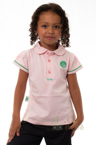 Camisa Polo Infantil Palmeiras Rosa Oficial