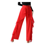 Pantalones De Baile Latino Para Mujer, Pantalones Anchos Con