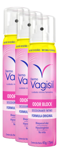 Set X 3u Desodorantes Íntimo Dermo Vagisil Odor Block Mujer