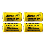 Bat Cr123a 3v Recarregável Ultrafire 450mah Real Lifepo 4pçs