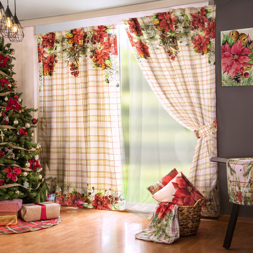 Cortinas Navideñas Con Velo Béla Home 2.30x2.80m Ancho