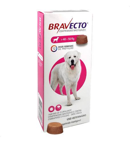 Comprimido Proteção Pulga Carrapato Bravecto 40 A 56kg 5un