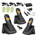 Kit Telefone Ts 3110 Intelbras 2 Ramal Bina Interface Chip Cor Preto