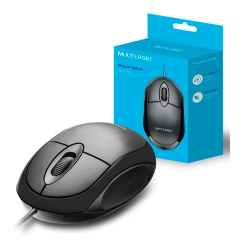 Mouse Com Fio Usb Compacto Preto Mo300 Multilaser