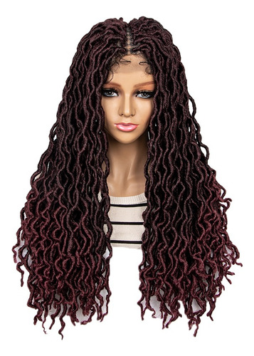 Peruca Trançada Em Caixa Sintética Curly Faux Locs Braids