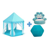 Paquete Azul Castillo+sillon Puff + Tapete Anti Frio