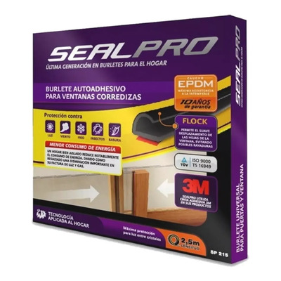 Burlete SP215 Sealpro Adhesivo Negro para Puertas y Ventanas 2.5m | MercadoLibre